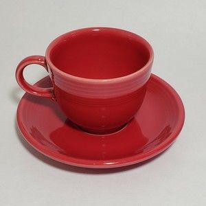 Fiesta Homer Laughlin Co. Red Tea Coffee Cup And Saucer USA